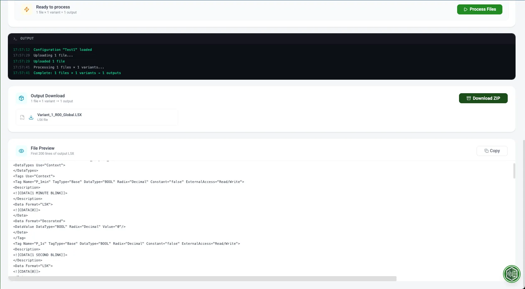 Duplication generated output view