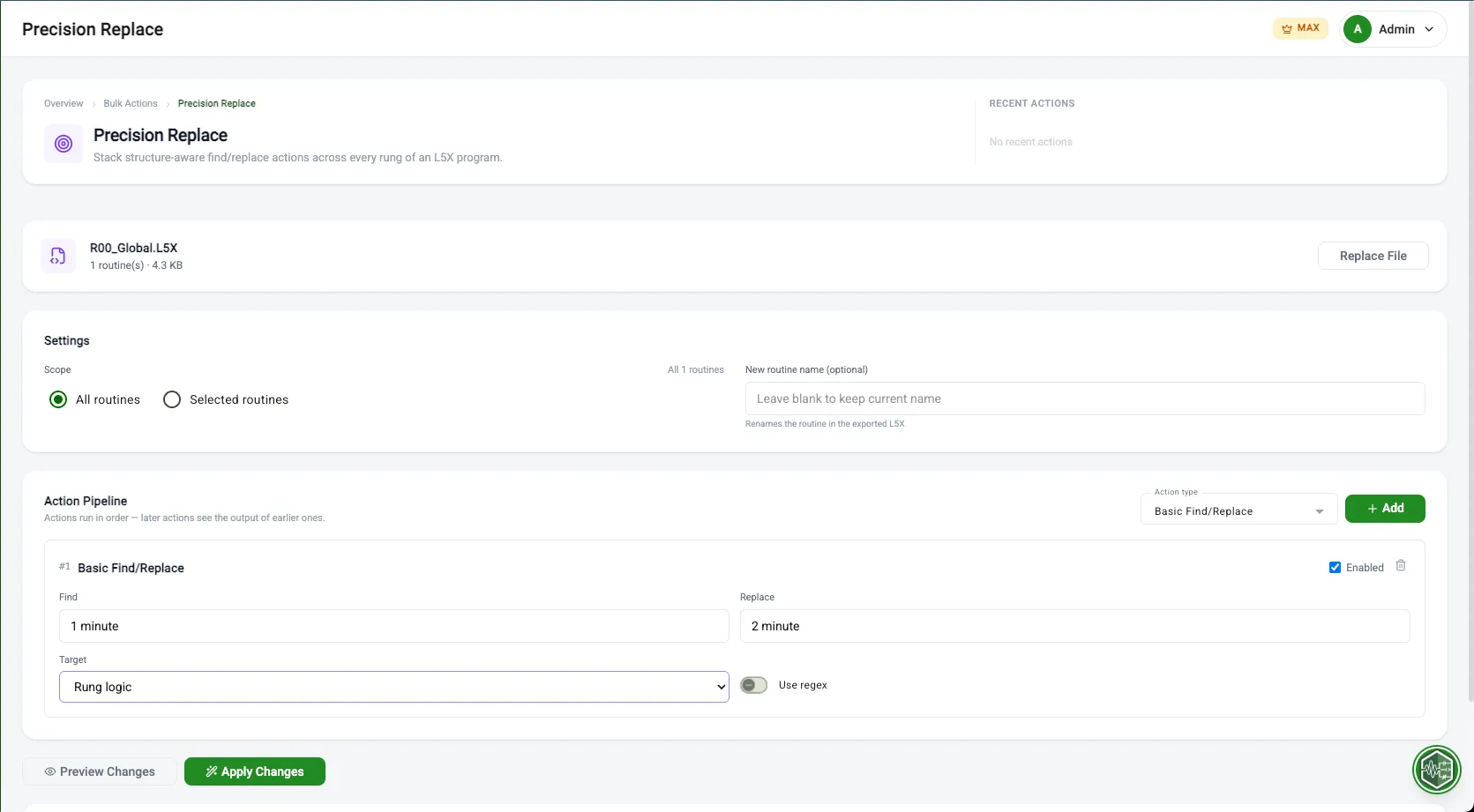 Precision Replace interface with data loaded