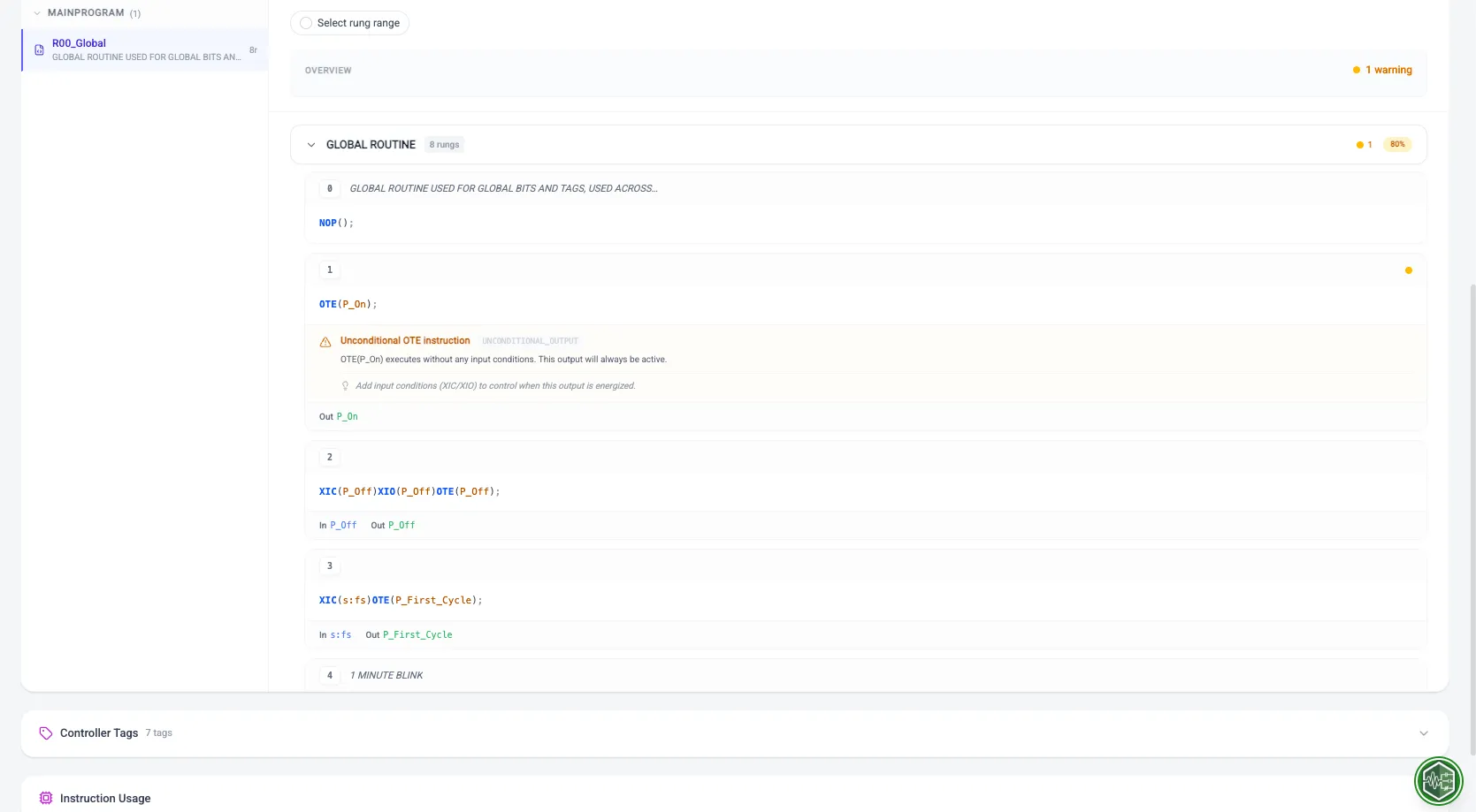 Code Analyzer findings with fix guidance for implementation