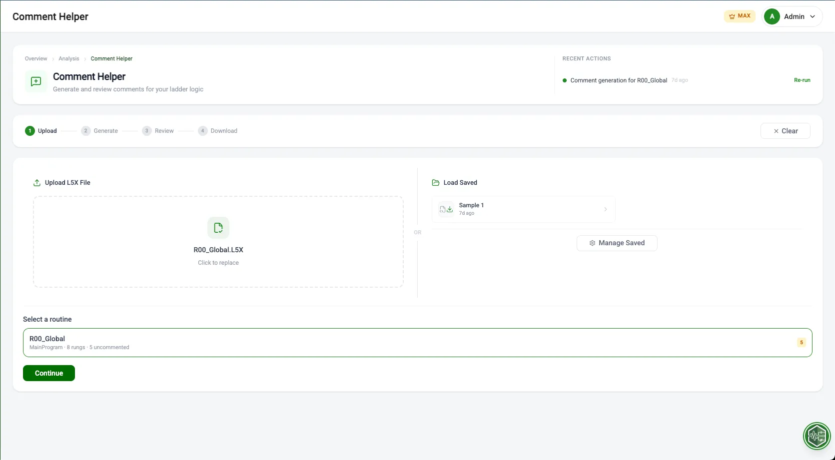 Comment Helper interface with data loaded