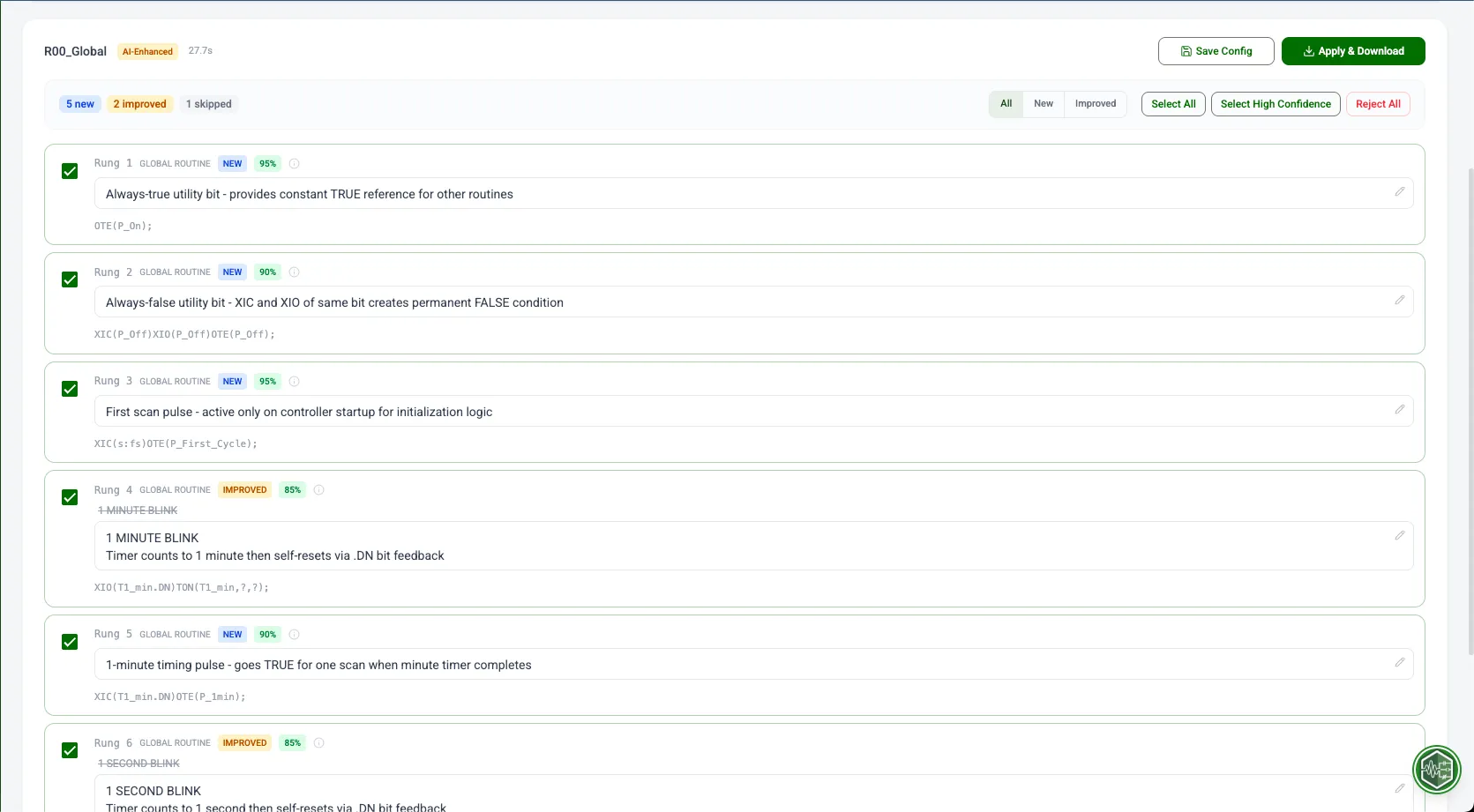 Comment Helper generated output view